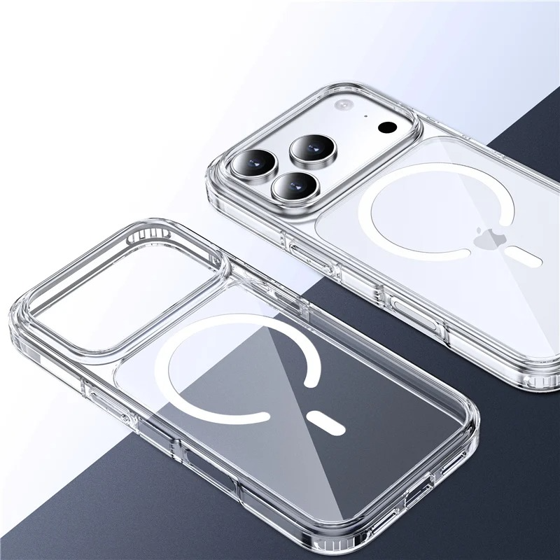 Crystal Transparent Magnetic Phone Case — Shockproof Clear Cover, Anti-Fingerprint, Anti-Scratch, Dustproof, Lightweight Full Protection for Wireless Charging