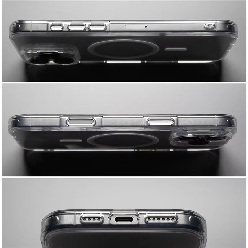 Crystal Transparent Magnetic Phone Case — Shockproof Clear Cover, Anti-Fingerprint, Anti-Scratch, Dustproof, Lightweight Full Protection for Wireless Charging