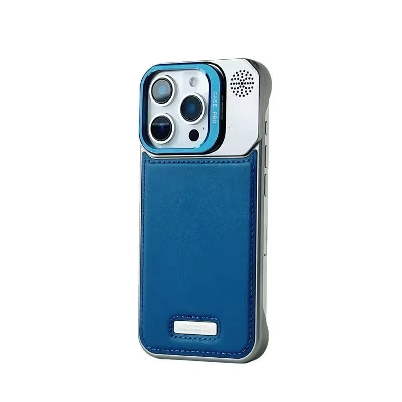 High-end Leather Feel MagSafe Phone Case — Wireless Charging, Alloy Lens Holder, Tough Anti-Fingerprint Hard PC Cover for iPhone