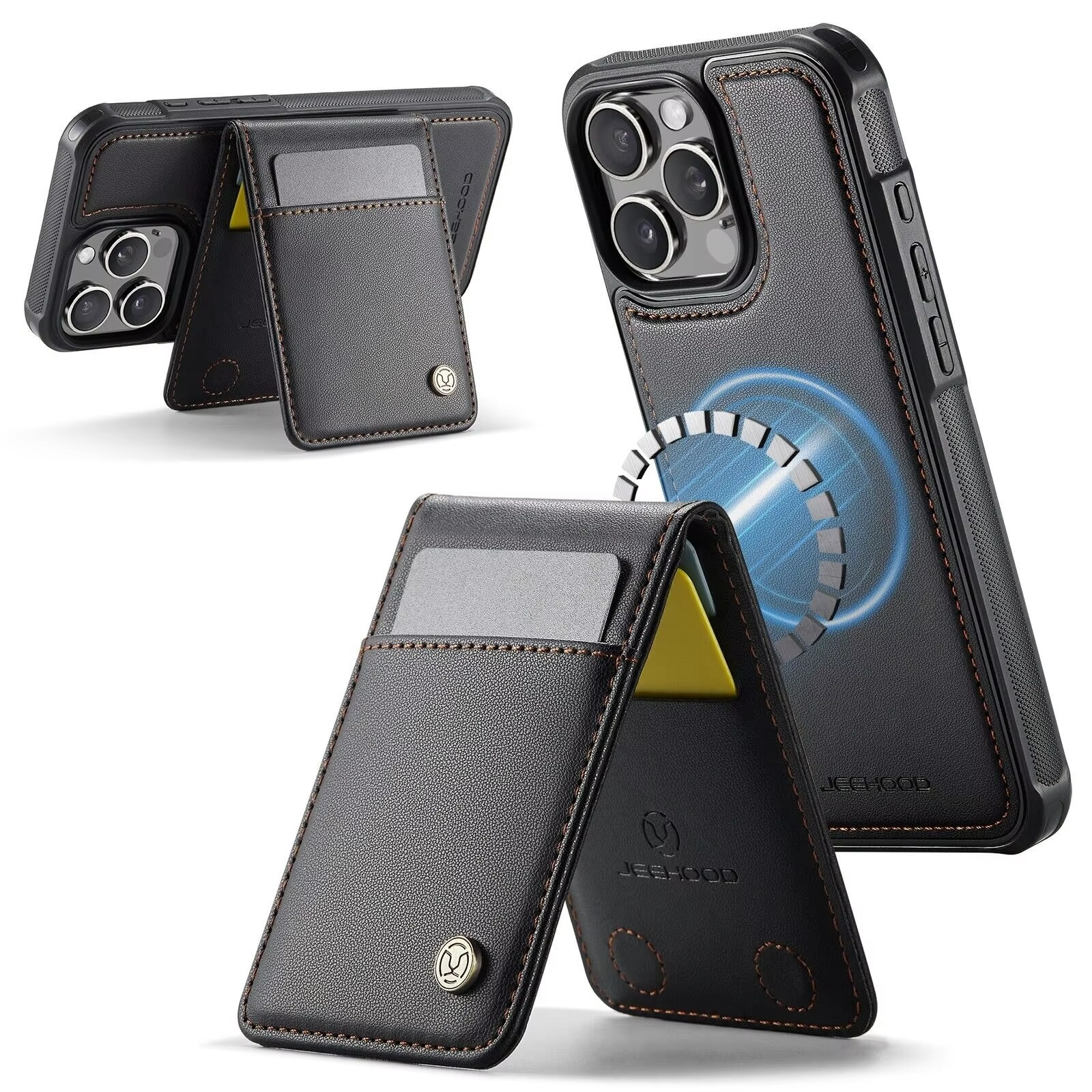 Luxury 2-in-1 Detachable Magnetic iPhone Case — PU Leather Wallet Cover with Card Slot, Shockproof, Anti-Fingerprint, Anti-Scratch, Kickstand, Storage Compartment