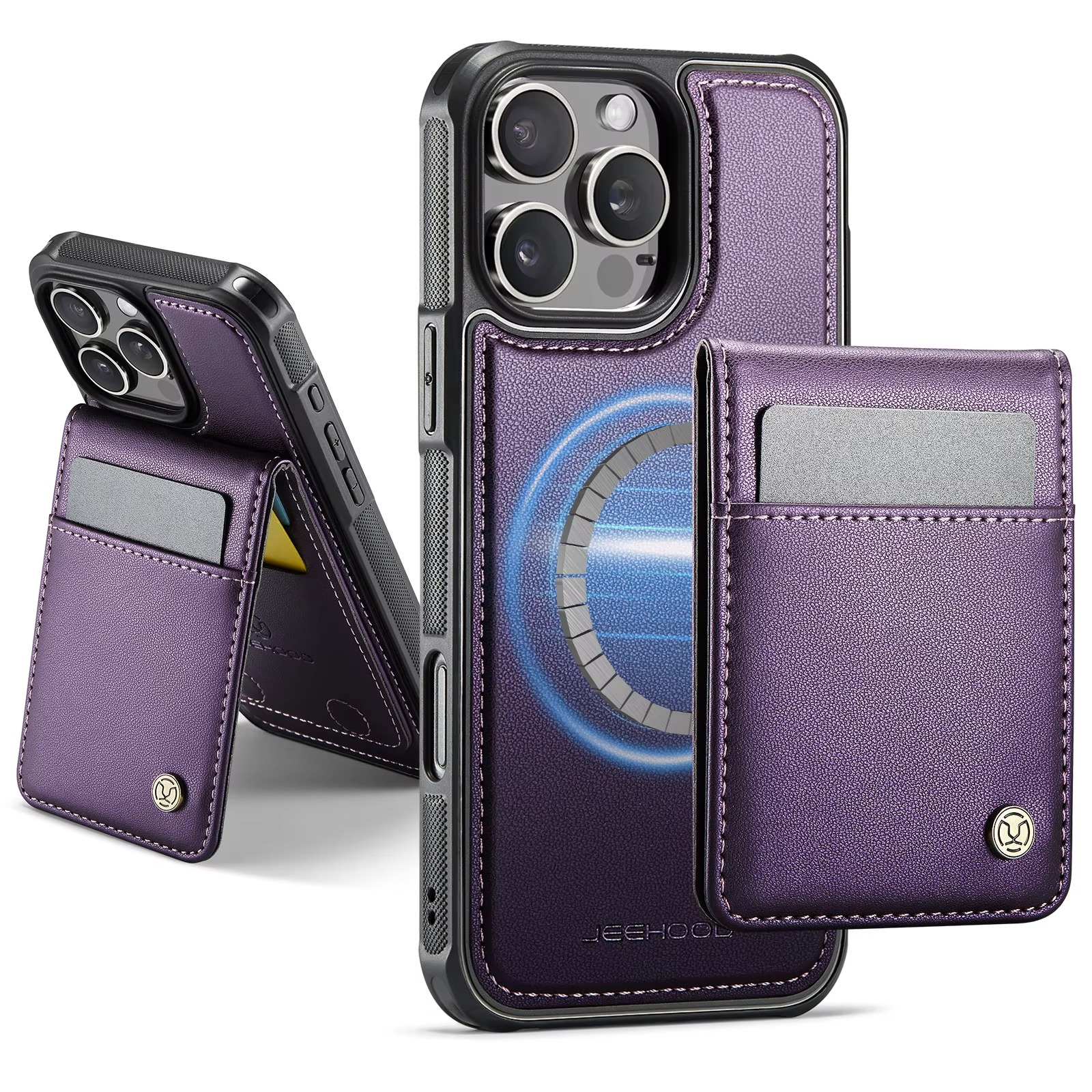 Luxury 2-in-1 Detachable Magnetic iPhone Case — PU Leather Wallet Cover with Card Slot, Shockproof, Anti-Fingerprint, Anti-Scratch, Kickstand, Storage Compartment