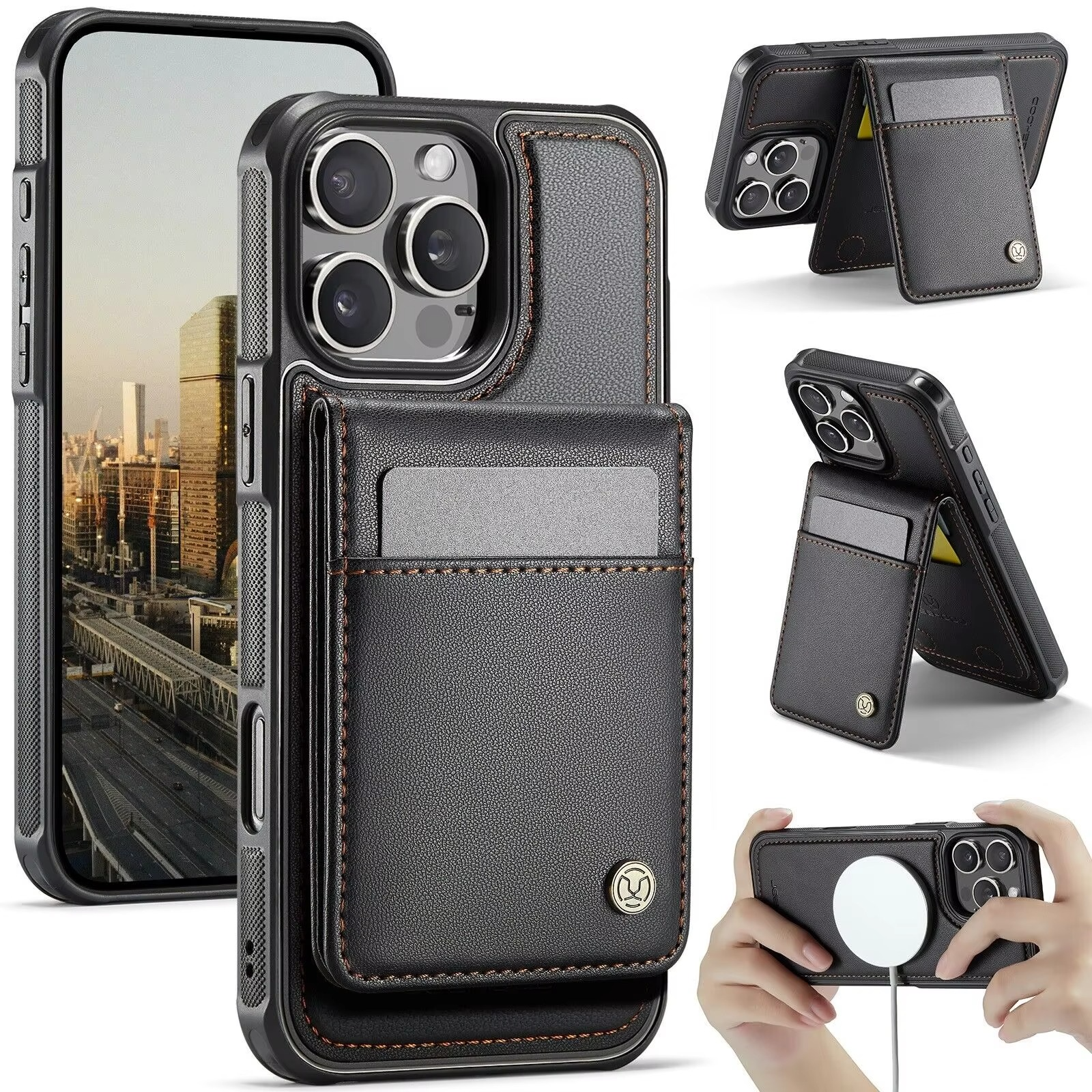 Luxury 2-in-1 Detachable Magnetic iPhone Case — PU Leather Wallet Cover with Card Slot, Shockproof, Anti-Fingerprint, Anti-Scratch, Kickstand, Storage Compartment
