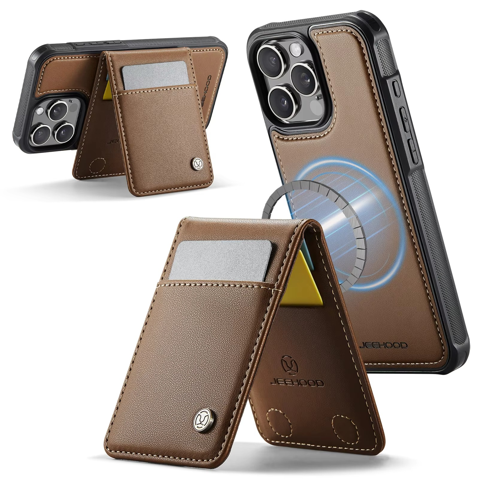 Luxury 2-in-1 Detachable Magnetic iPhone Case — PU Leather Wallet Cover with Card Slot, Shockproof, Anti-Fingerprint, Anti-Scratch, Kickstand, Storage Compartment
