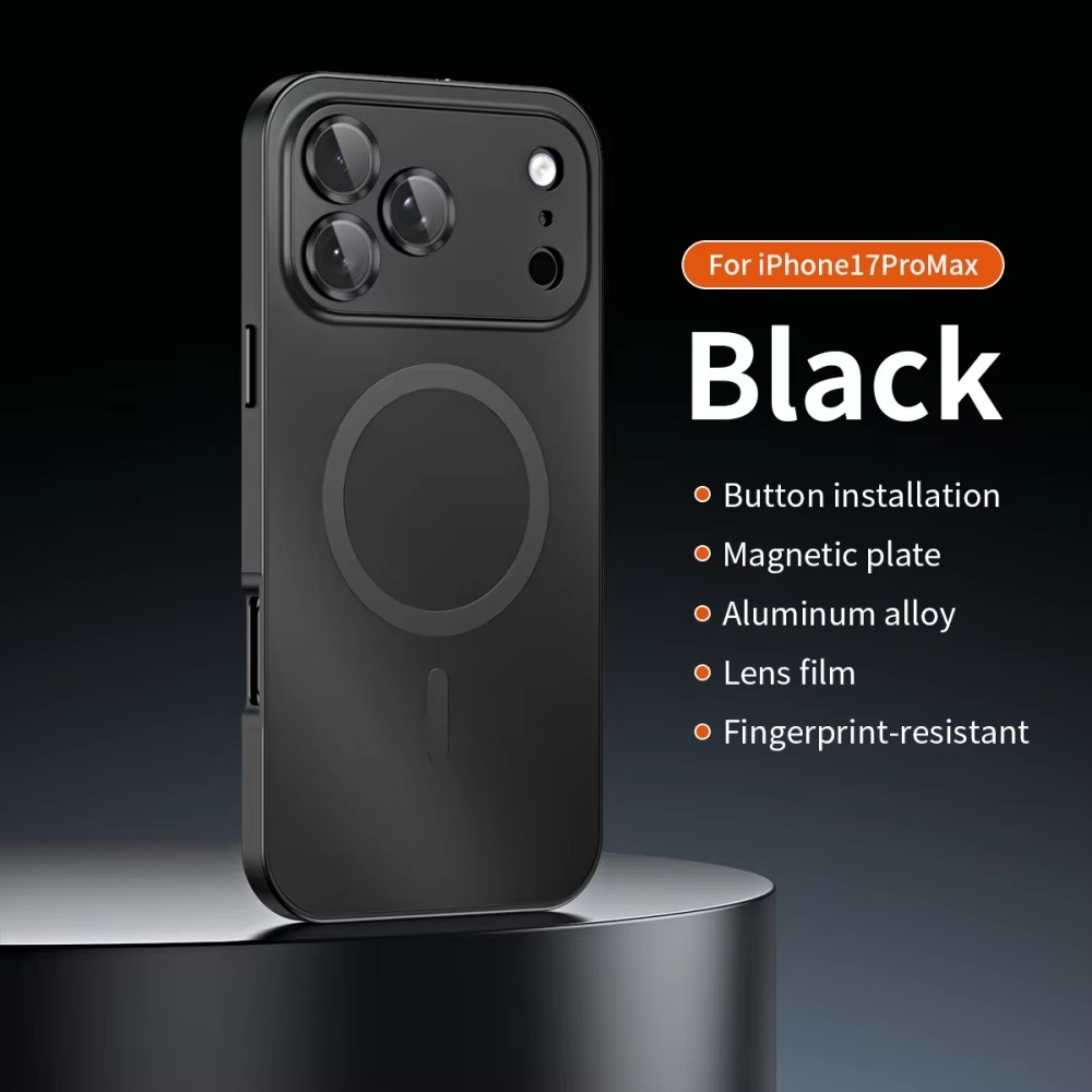 Luxury Aluminum Alloy Magnetic iPhone Case — Magsafe Wireless Charging, Full Coverage Shockproof Cover with Glass Lens, Matte Anti-Glare Finish