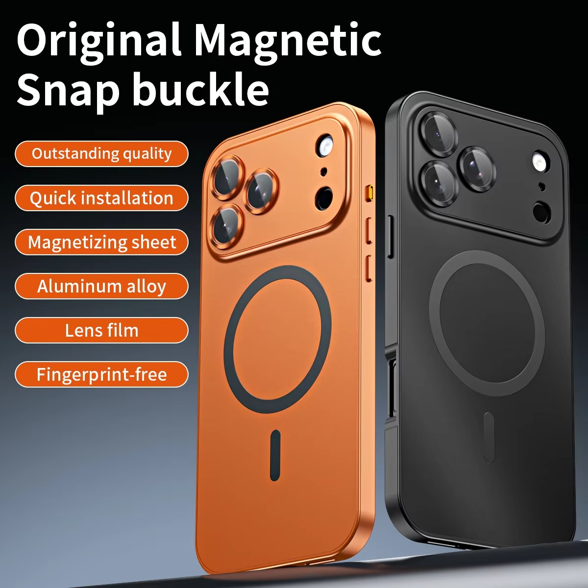 Luxury Aluminum Alloy Magnetic iPhone Case — Magsafe Wireless Charging, Full Coverage Shockproof Cover with Glass Lens, Matte Anti-Glare Finish