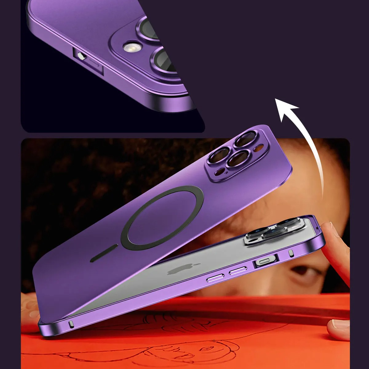 Luxury Aluminum Alloy Magnetic iPhone Case — Magsafe Wireless Charging, Full Coverage Shockproof Cover with Glass Lens, Matte Anti-Glare Finish