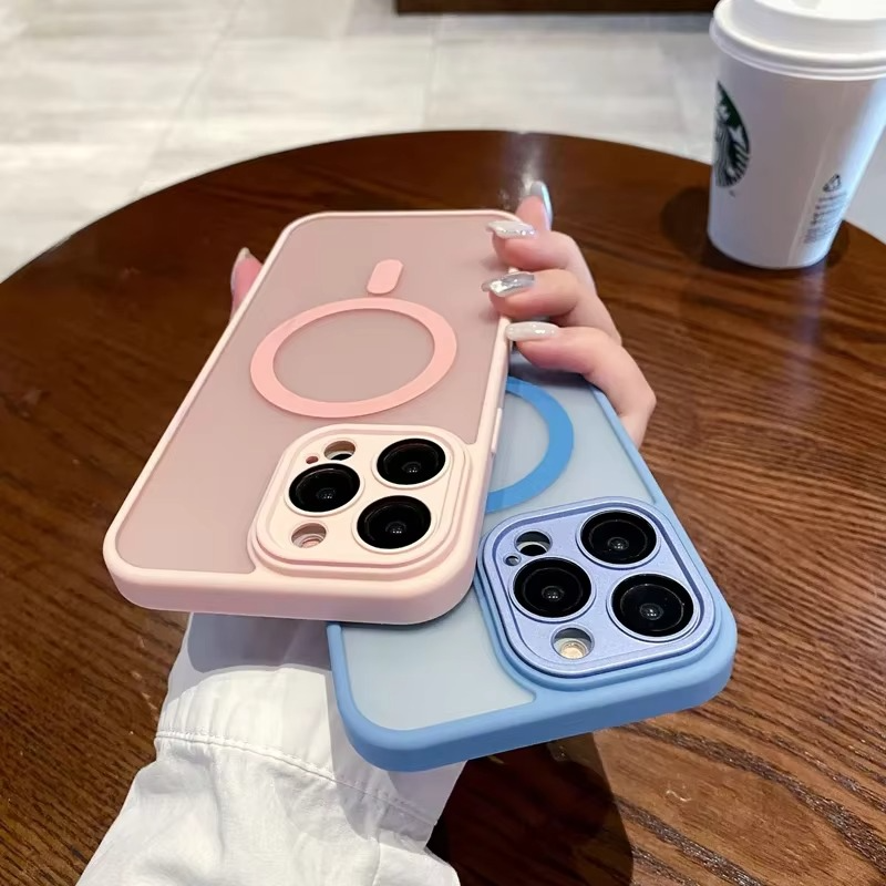 Luxury Armor Magnetic Matte iPhone Case — Translucent Shockproof Cover with Anti-Fingerprint, Anti-Scratch, Dustproof, Non-Slip, Wireless Charging Compatible