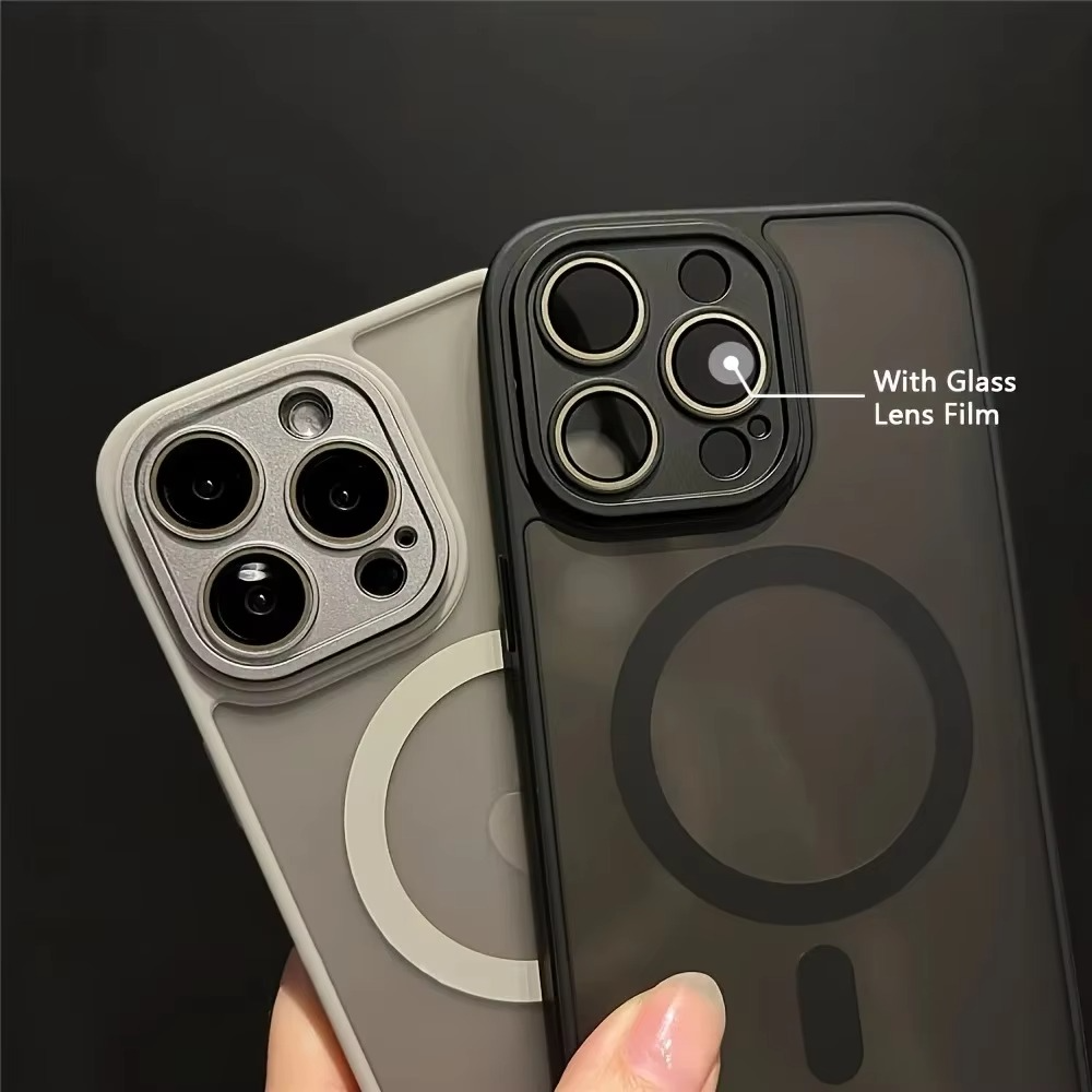 Luxury Armor Magnetic Matte iPhone Case — Translucent Shockproof Cover with Anti-Fingerprint, Anti-Scratch, Dustproof, Non-Slip, Wireless Charging Compatible