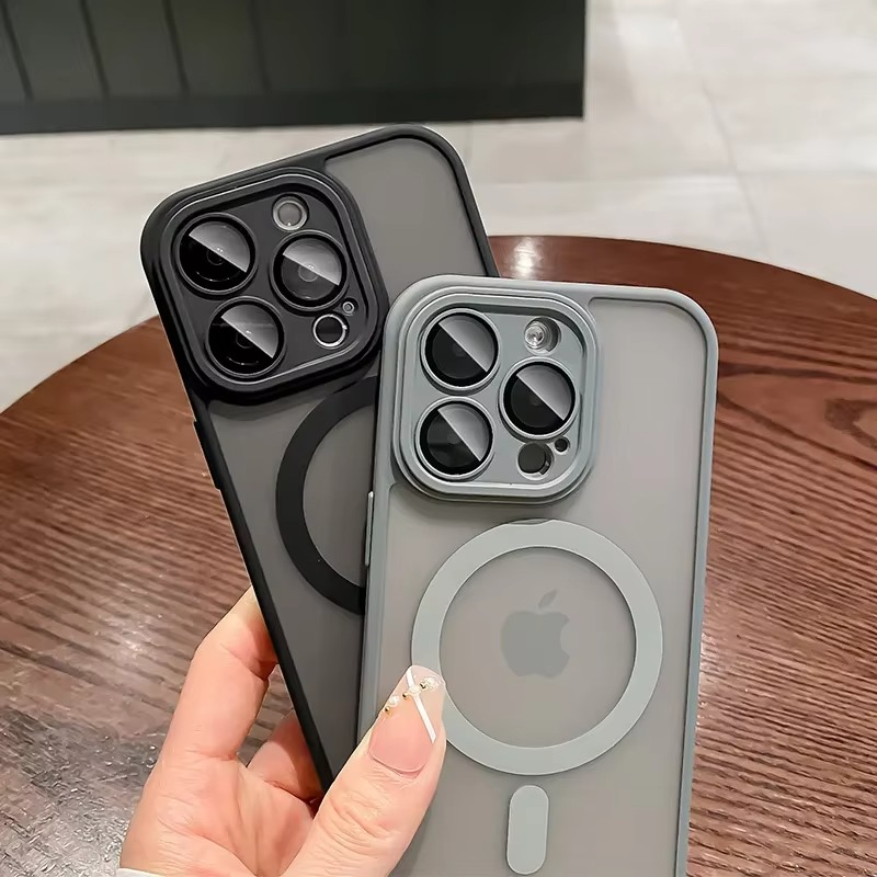 Luxury Armor Magnetic Matte iPhone Case — Translucent Shockproof Cover with Anti-Fingerprint, Anti-Scratch, Dustproof, Non-Slip, Wireless Charging Compatible