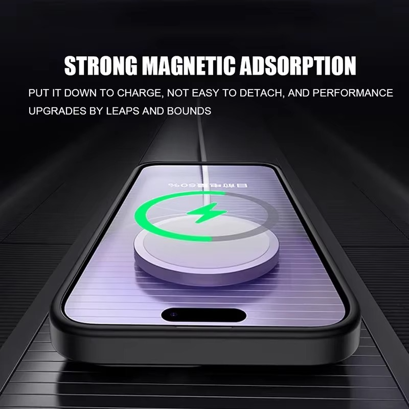 Luxury Armor Magnetic Matte iPhone Case — Translucent Shockproof Cover with Anti-Fingerprint, Anti-Scratch, Dustproof, Non-Slip, Wireless Charging Compatible