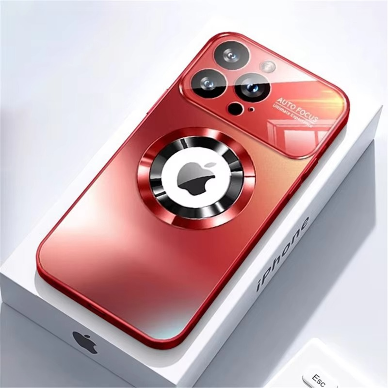 Luxury Bumper Matte Magnetic iPhone Case — Magsafe Wireless Charging, Glass Lens Camera Protection, Shockproof Half-Wrapped Cover, Anti-Fingerprint, Luminous Finish