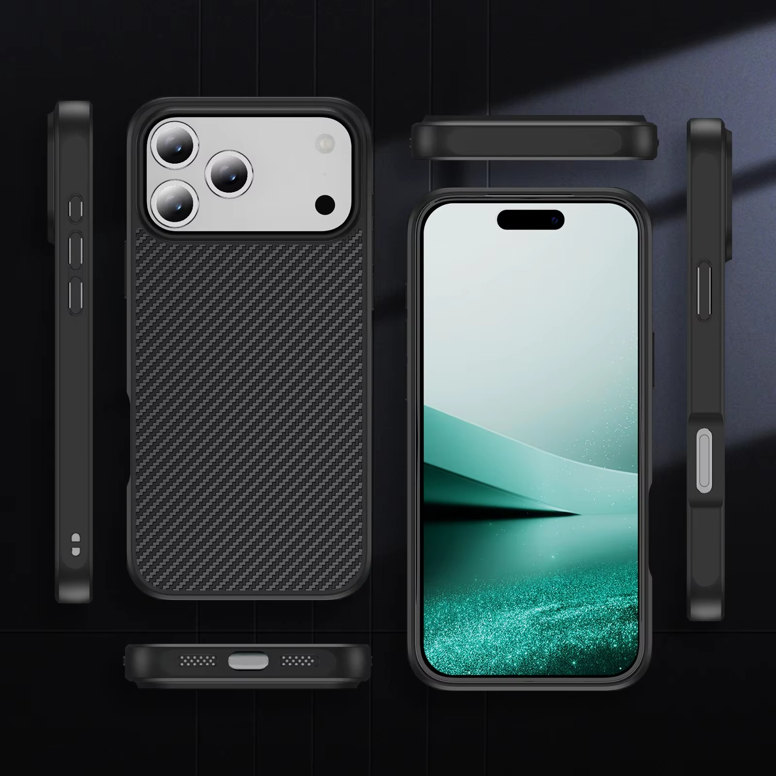 Luxury Carbon Fiber Shockproof iPhone Case — Drop-Resistant Anti-Fingerprint Non-Slip Protective Cover with Scratch & Dust Defense