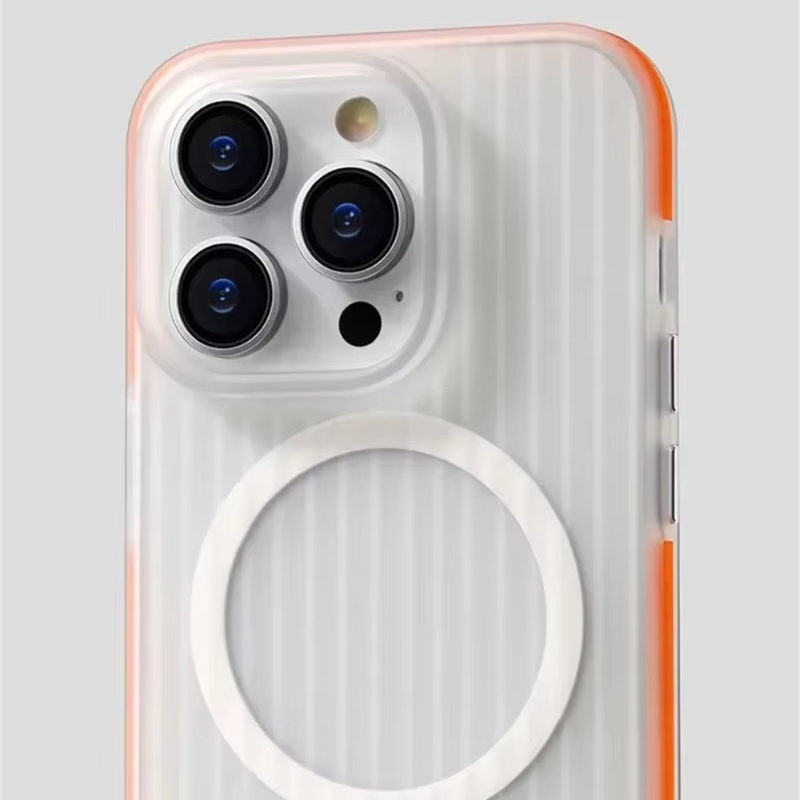 Luxury Corrugated Pattern iPhone Case — Magnetic Magsafe Wireless Charging Cover, Shockproof Hard PC, Non-Slip Matte Finish, Anti-Fingerprint, Dustproof