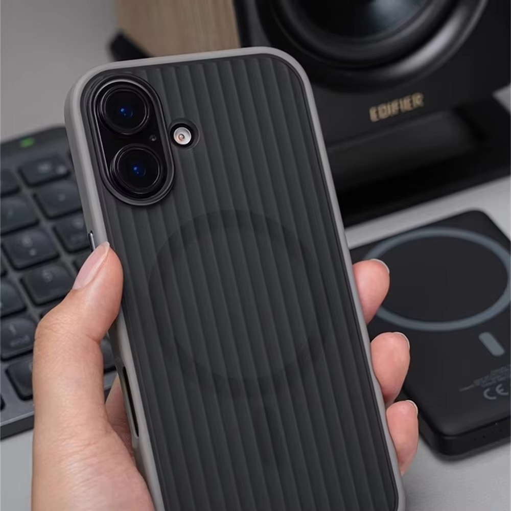 Luxury Corrugated Pattern iPhone Case — Magnetic Magsafe Wireless Charging Cover, Shockproof Hard PC, Non-Slip Matte Finish, Anti-Fingerprint, Dustproof