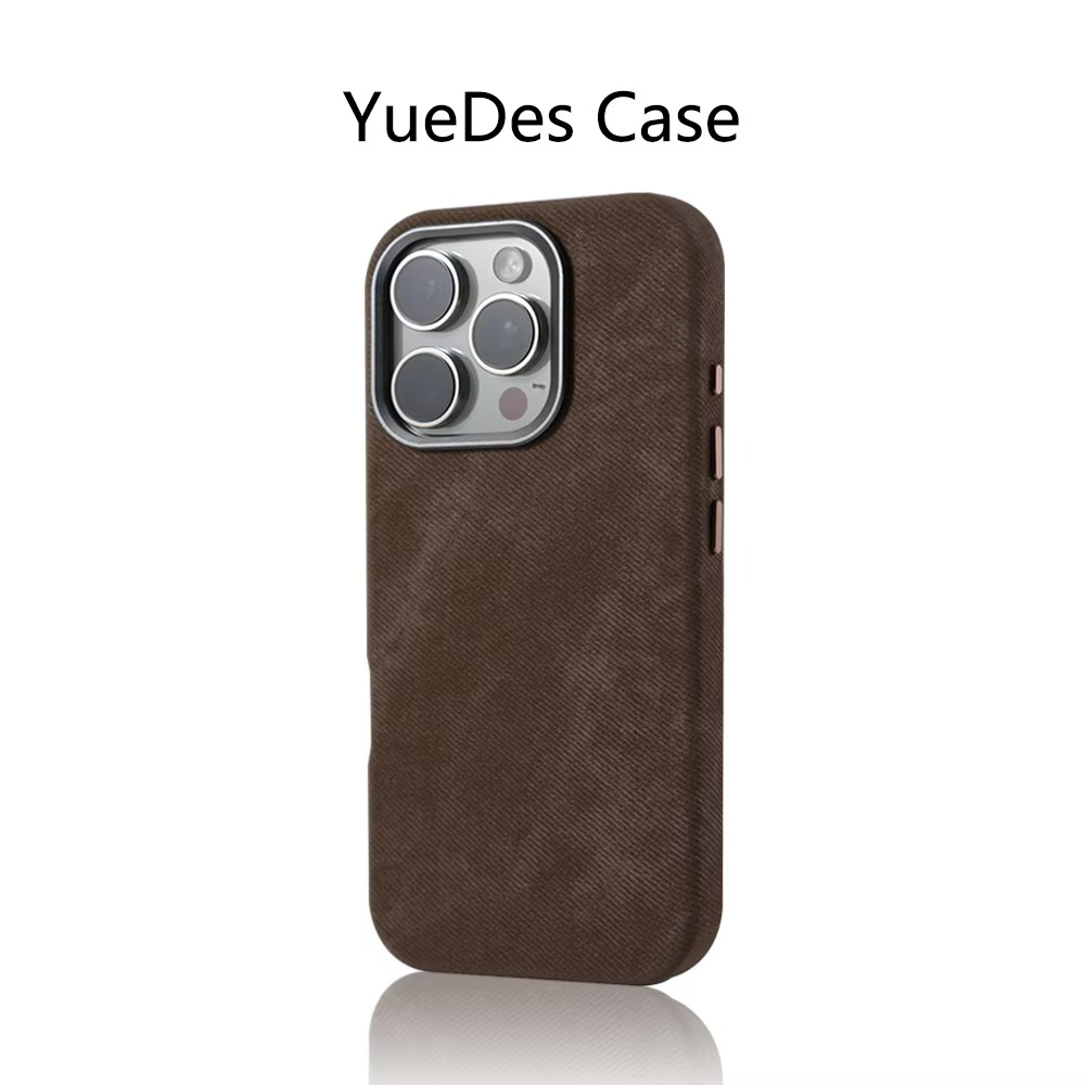 Luxury Fiber Leather iPhone Case — Full Coverage MagSafe Compatible, Shockproof, Anti-Fingerprint, Anti-Scratch, Dustproof, Non-Slip, Wireless Charging