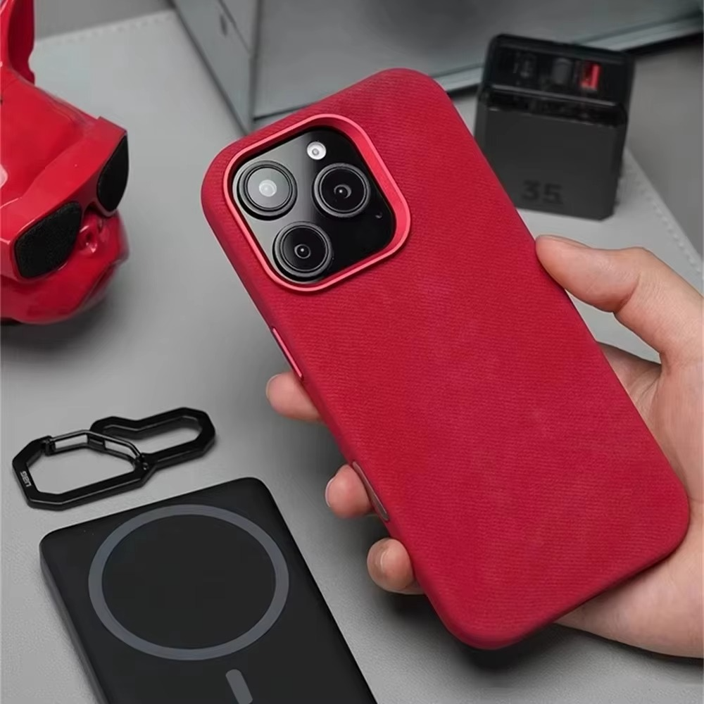 Luxury Fiber Leather iPhone Case — Full Coverage MagSafe Compatible, Shockproof, Anti-Fingerprint, Anti-Scratch, Dustproof, Non-Slip, Wireless Charging