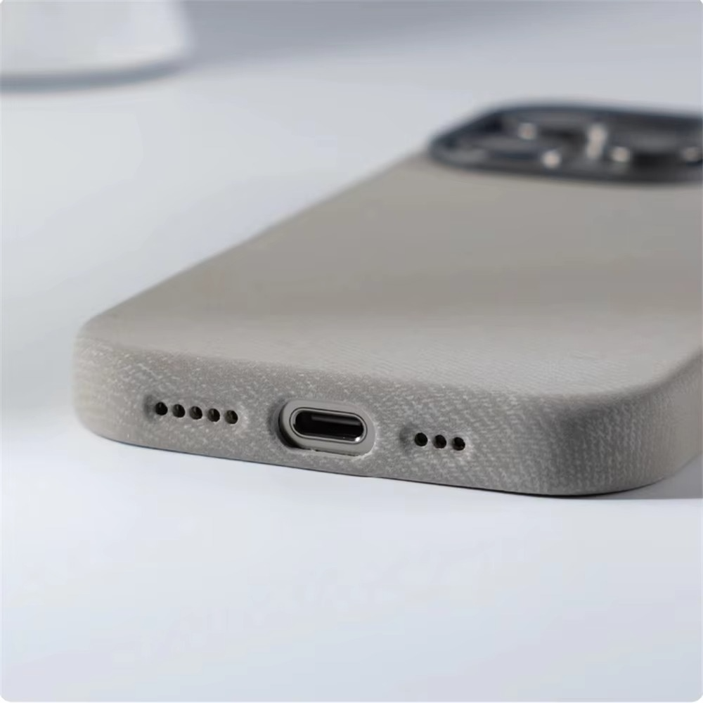Luxury Fiber Leather iPhone Case — Full Coverage MagSafe Compatible, Shockproof, Anti-Fingerprint, Anti-Scratch, Dustproof, Non-Slip, Wireless Charging