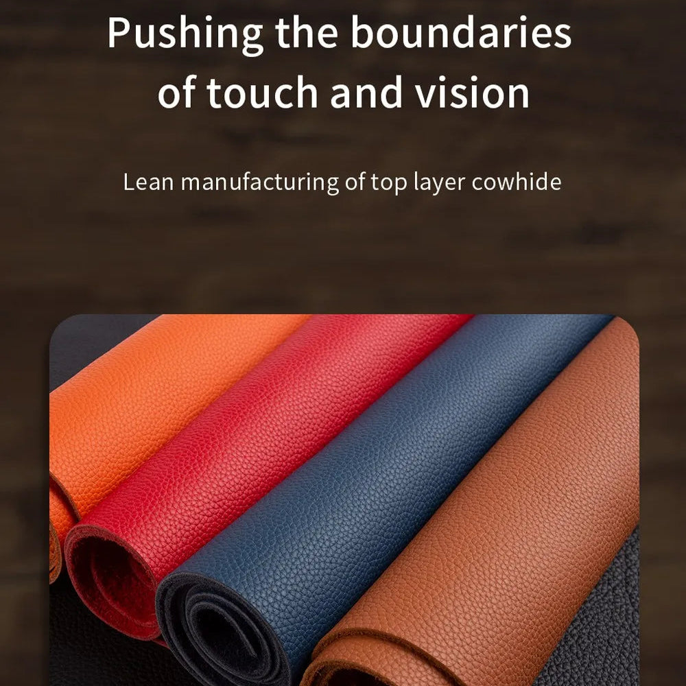 Luxury Genuine Leather iPhone Case — Cowhide Half-Wrapped Cover with Crossbody Strap, Anti-Scratch, Dustproof, Non-Slip Protective Shell