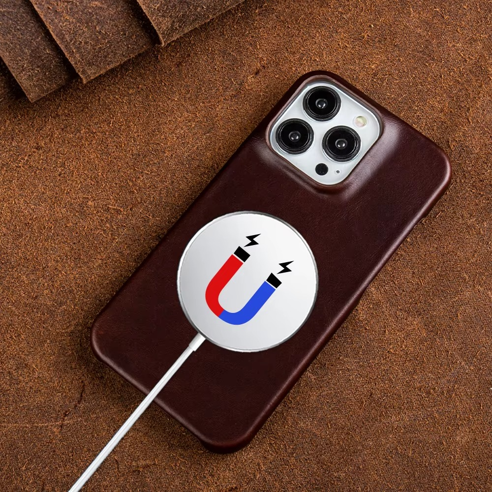 Luxury Genuine Leather iPhone Case — Half-Wrapped Anti-Scratch Dustproof Cover, Vintage Retro Business Style, Lightweight Non-Slip Design