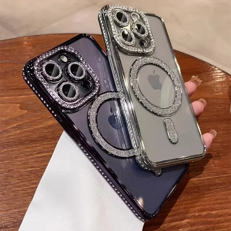 Luxury Glitter iPhone Case — Transparent Magnetic Bumper Cover with Anti-Fingerprint, Anti-Scratch, Dustproof, Non-Slip Design