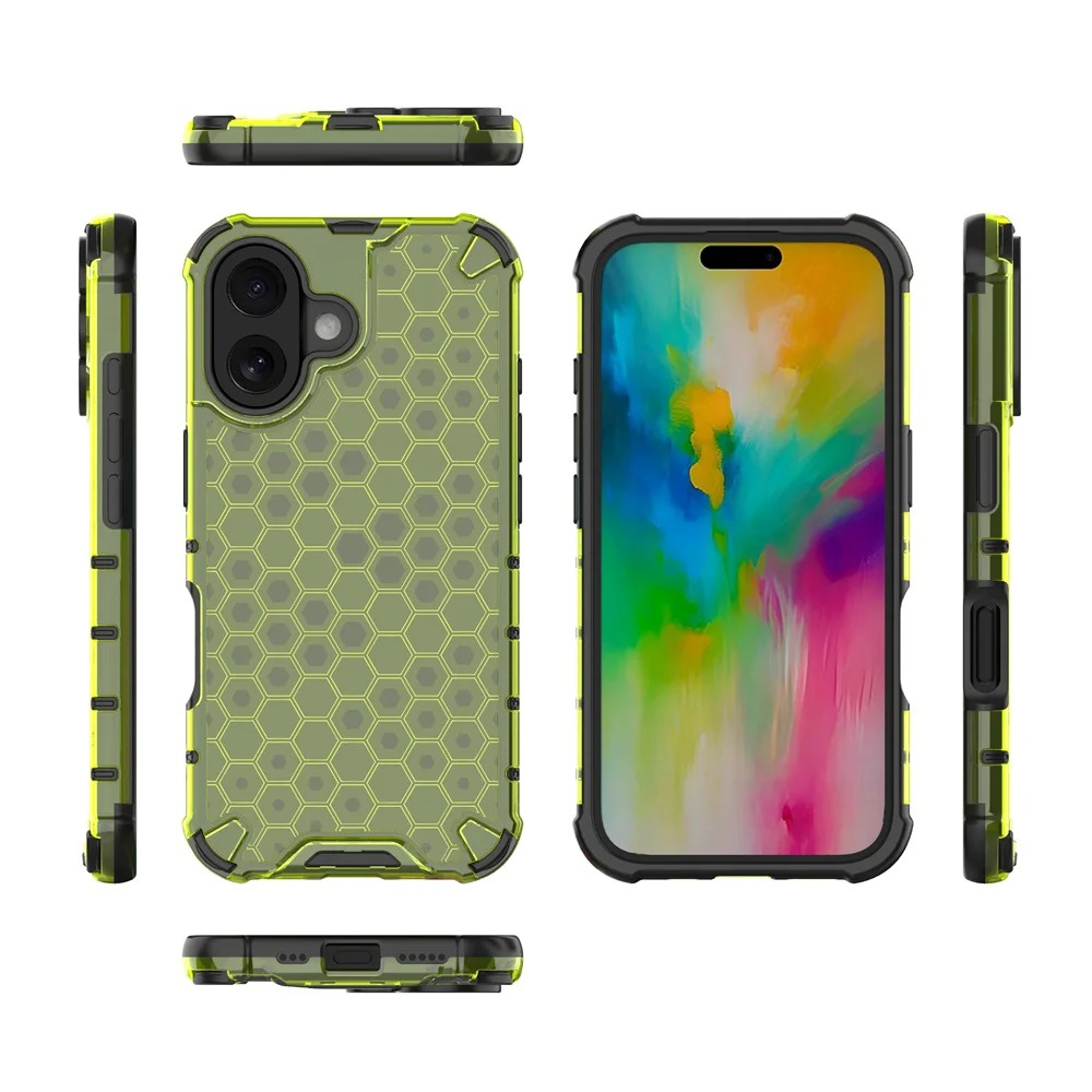 Luxury Honeycomb Armor iPhone Case — Shockproof Military Hybrid Bumper Cover, Anti-Fingerprint, Dustproof, Matte Finish, Hard PC Protection