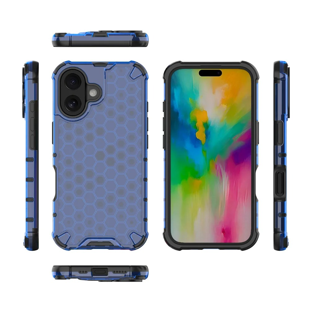 Luxury Honeycomb Armor iPhone Case — Shockproof Military Hybrid Bumper Cover, Anti-Fingerprint, Dustproof, Matte Finish, Hard PC Protection