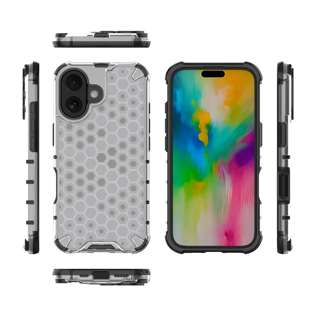 Luxury Honeycomb Armor iPhone Case — Shockproof Military Hybrid Bumper Cover, Anti-Fingerprint, Dustproof, Matte Finish, Hard PC Protection