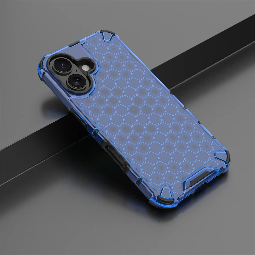Luxury Honeycomb Armor iPhone Case — Shockproof Military Hybrid Bumper Cover, Anti-Fingerprint, Dustproof, Matte Finish, Hard PC Protection
