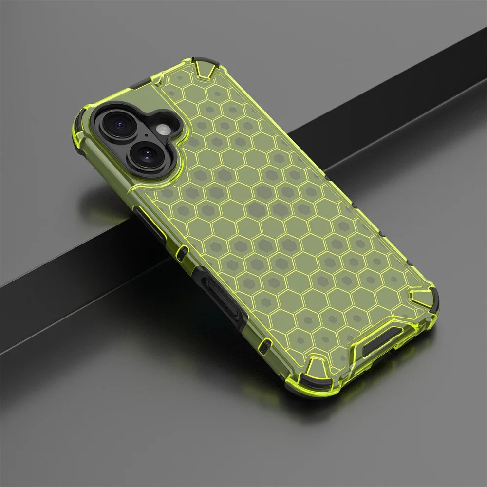 Luxury Honeycomb Armor iPhone Case — Shockproof Military Hybrid Bumper Cover, Anti-Fingerprint, Dustproof, Matte Finish, Hard PC Protection