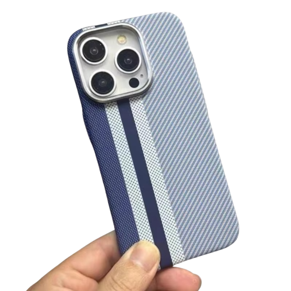 Luxury Kevlar Pattern iPhone Case — MagSafe Compatible Magnetic Shockproof Cover, Anti-Fingerprint, Anti-Scratch, Dustproof, Wireless Charging, Full Protection