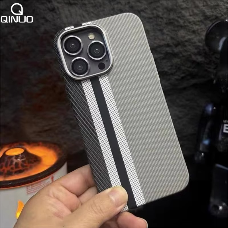 Luxury Kevlar Pattern iPhone Case — MagSafe Compatible Magnetic Shockproof Cover, Anti-Fingerprint, Anti-Scratch, Dustproof, Wireless Charging, Full Protection