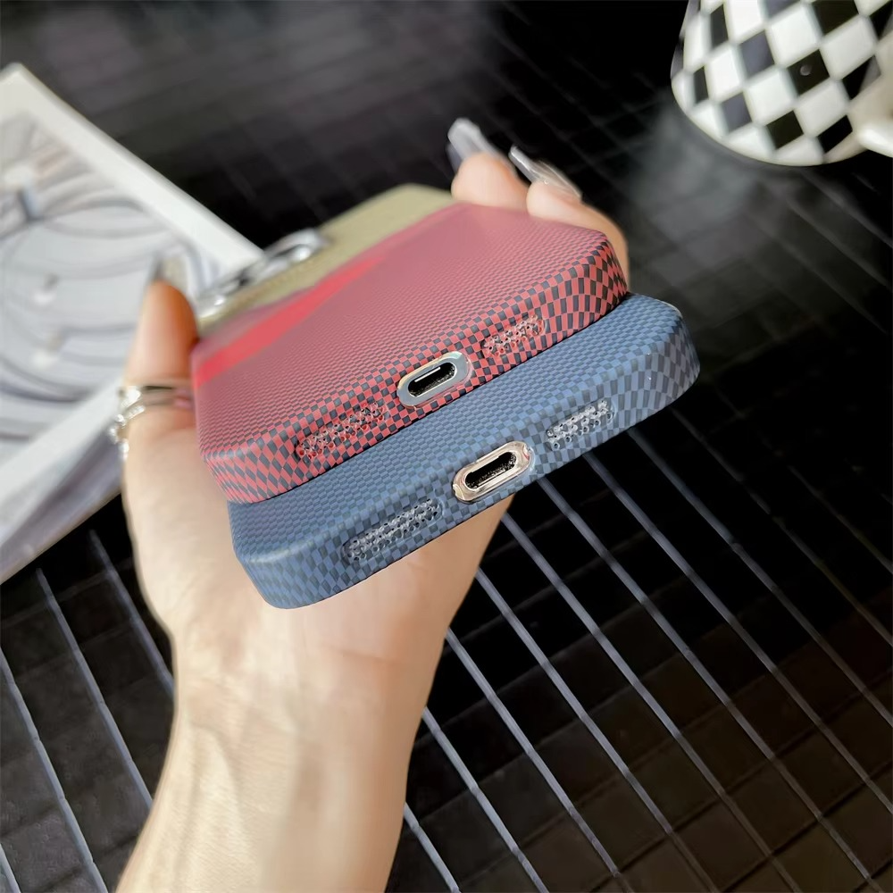 Luxury Kevlar Pattern iPhone Case — MagSafe Compatible Magnetic Shockproof Cover, Anti-Fingerprint, Anti-Scratch, Dustproof, Wireless Charging, Full Protection