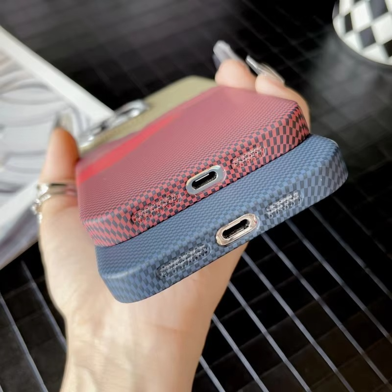 Luxury Kevlar Pattern iPhone Case — MagSafe Compatible Magnetic Shockproof Cover, Anti-Fingerprint, Anti-Scratch, Dustproof, Wireless Charging, Full Protection