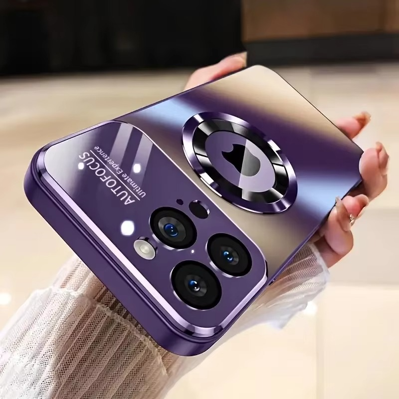 Luxury Large Window Magnetic iPhone Case — Magsafe Wireless Charging, Lens Protection, Shockproof Half-Wrapped Cover, Anti-Fingerprint, Non-Slip Finish