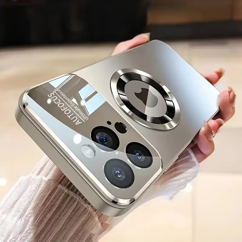 Luxury Large Window Magnetic iPhone Case — Magsafe Wireless Charging, Lens Protection, Shockproof Half-Wrapped Cover, Anti-Fingerprint, Non-Slip Finish