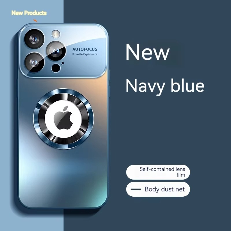 Luxury Large Window Magnetic iPhone Case — Magsafe Wireless Charging, Lens Protection, Shockproof Half-Wrapped Cover, Anti-Fingerprint, Non-Slip Finish