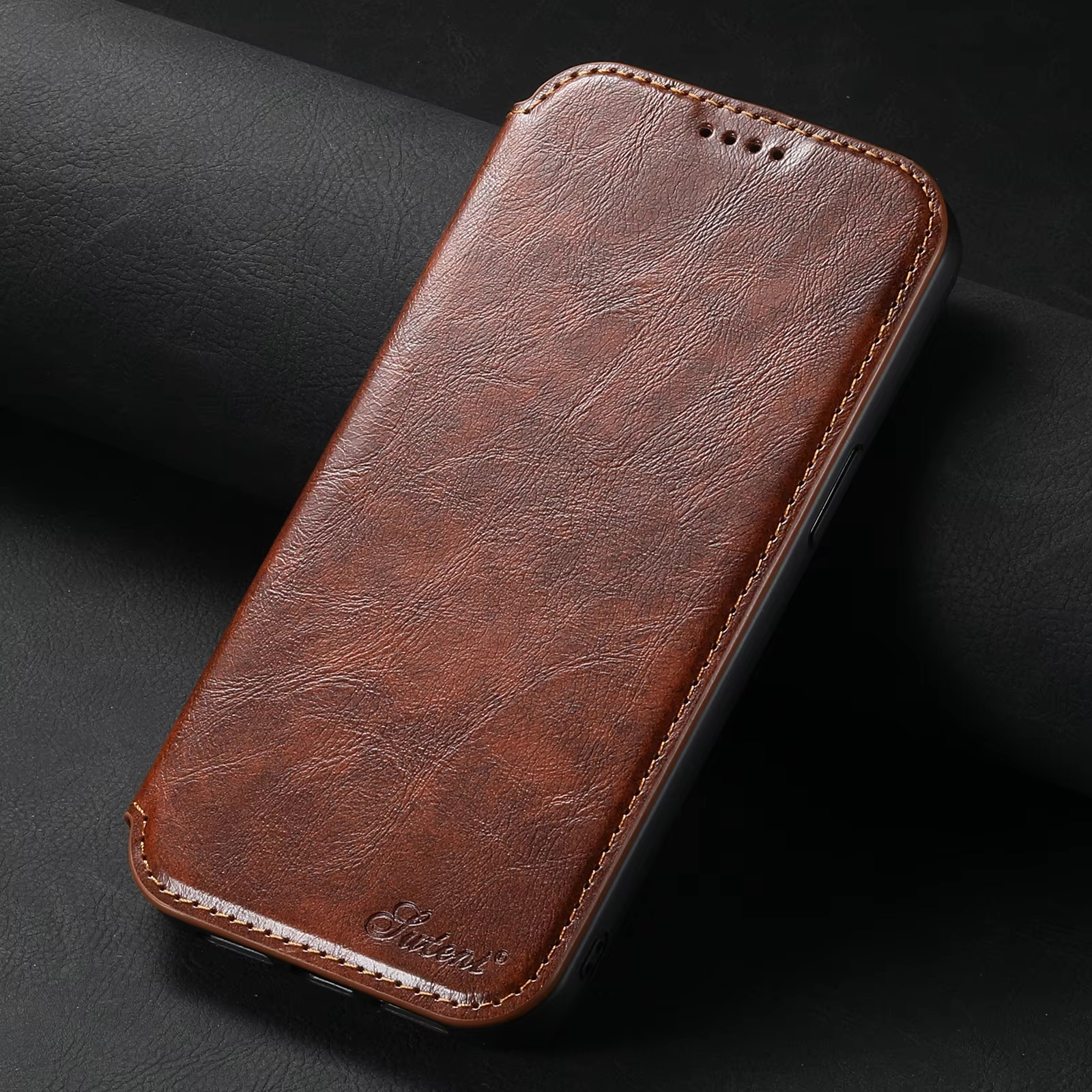 Luxury Leather Flip Wallet Phone Case for iPhone — Magnetic, Wireless Charging Compatible, Anti-Fingerprint, Dustproof, Card Holder, Kickstand, Non-Slip