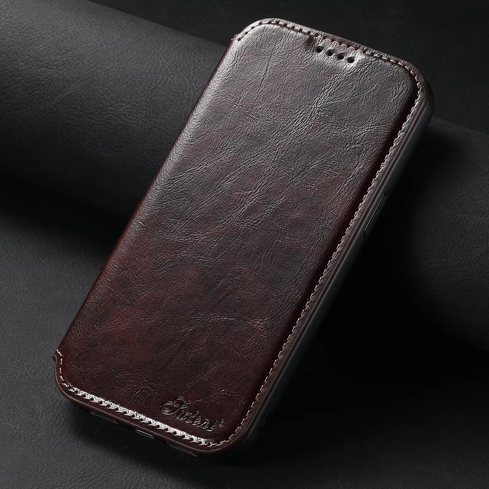 Luxury Leather Flip Wallet Phone Case for iPhone — Magnetic, Wireless Charging Compatible, Anti-Fingerprint, Dustproof, Card Holder, Kickstand, Non-Slip