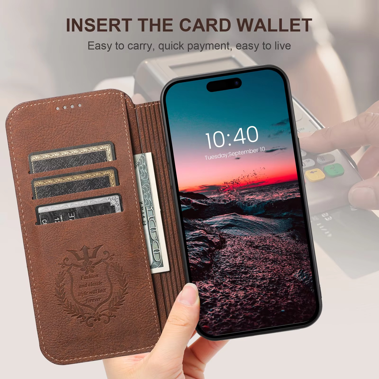 Luxury Leather Flip Wallet Phone Case for iPhone — Magnetic, Wireless Charging Compatible, Anti-Fingerprint, Dustproof, Card Holder, Kickstand, Non-Slip