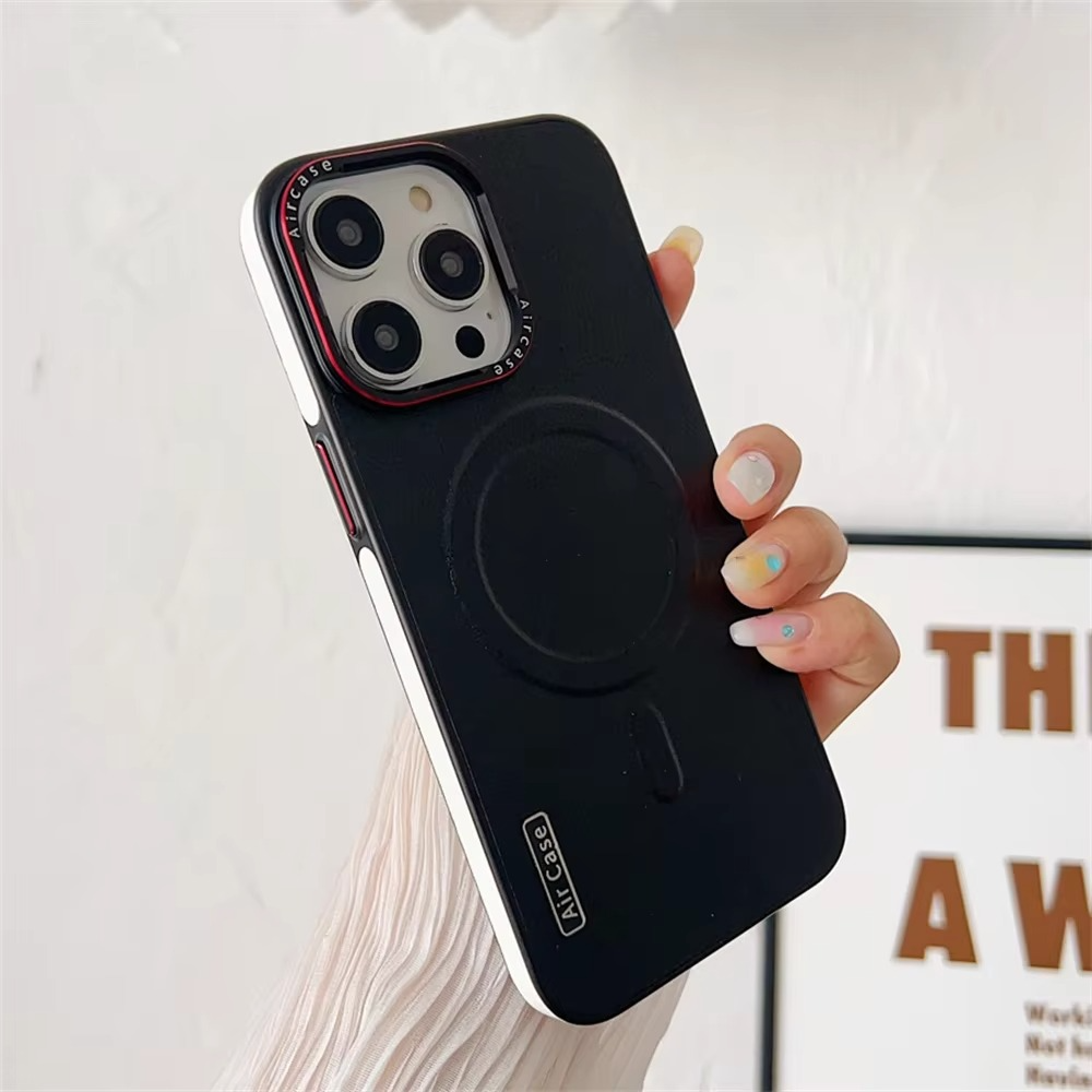 Luxury Leather iPhone Case MagSafe Compatible — Half-Wrapped Magnetic Shockproof Cover with Lens Protection, Anti-Fingerprint, Dustproof, Lightweight Non-Slip Design