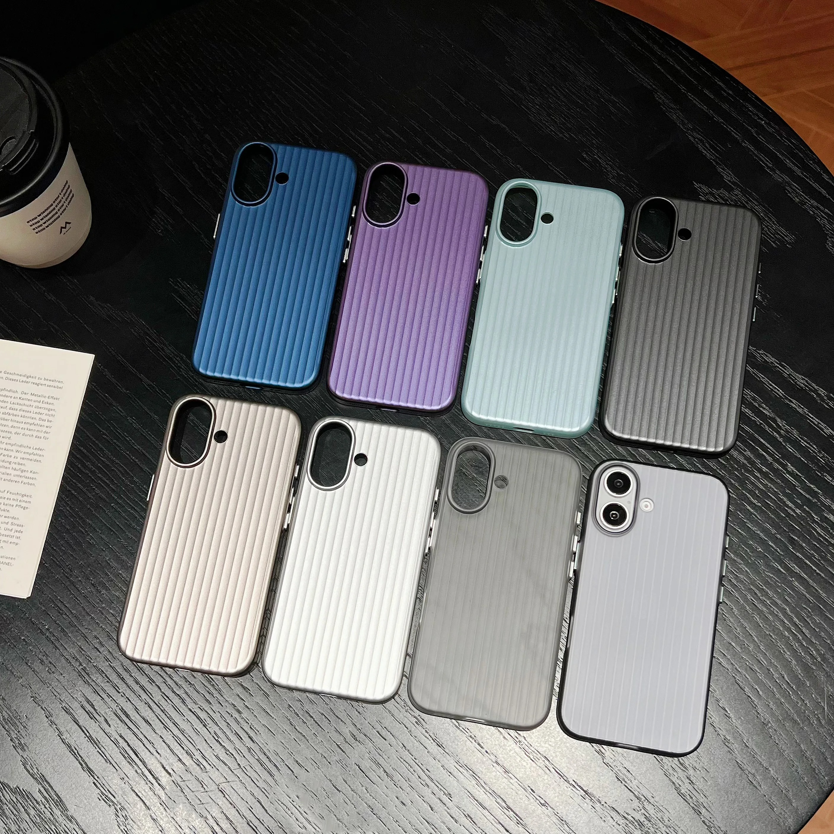 Luxury Luggage Style iPhone Case — Half-Wrapped Hard PC Cover with Plating Wave Design, Shockproof, Anti-Fingerprint, Anti-Scratch, Matte Finish