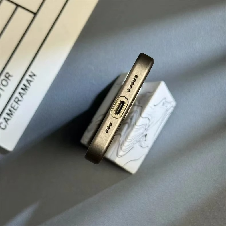 Luxury Luggage Style iPhone Case — Half-Wrapped Hard PC Cover with Plating Wave Design, Shockproof, Anti-Fingerprint, Anti-Scratch, Matte Finish