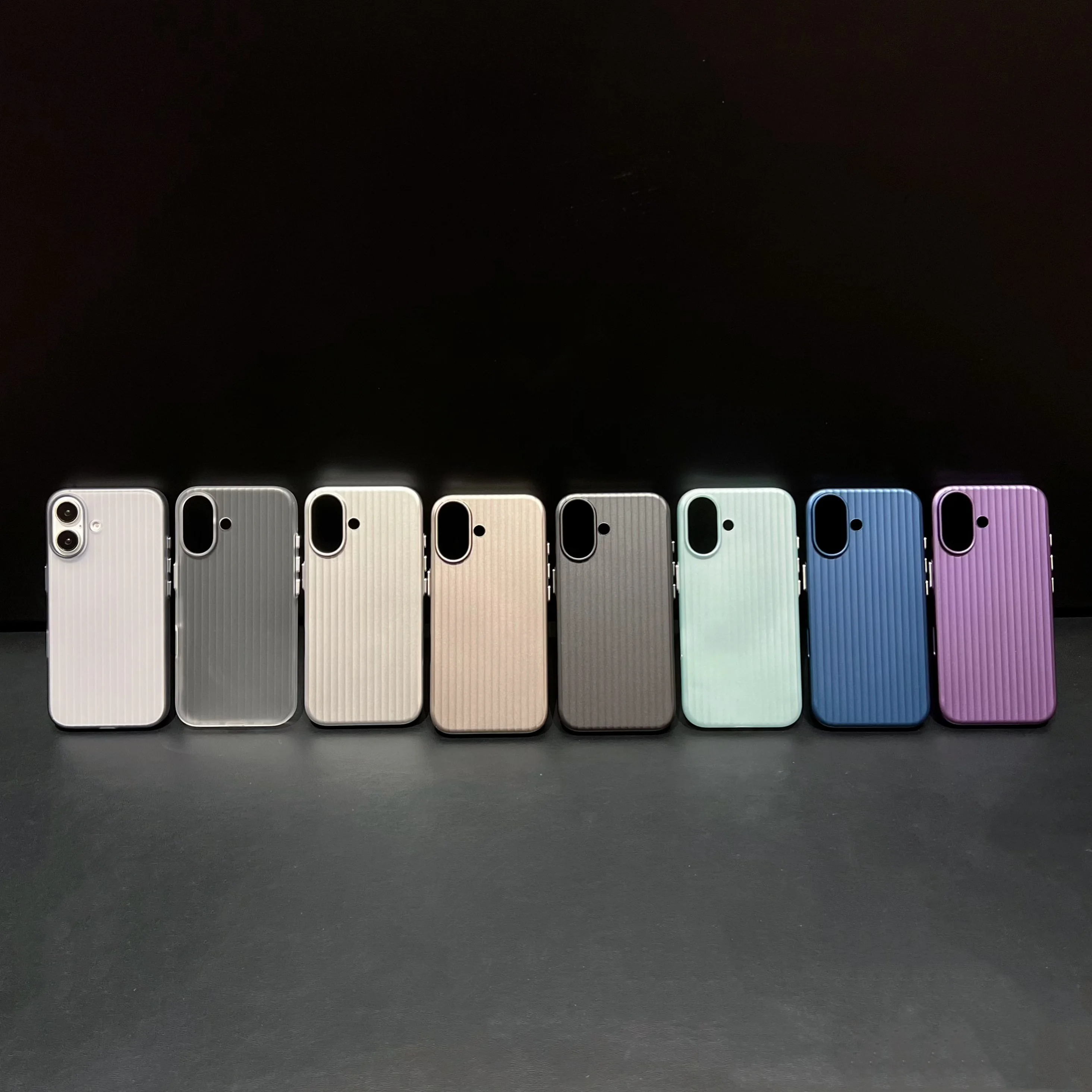 Luxury Luggage Style iPhone Case — Half-Wrapped Hard PC Cover with Plating Wave Design, Shockproof, Anti-Fingerprint, Anti-Scratch, Matte Finish