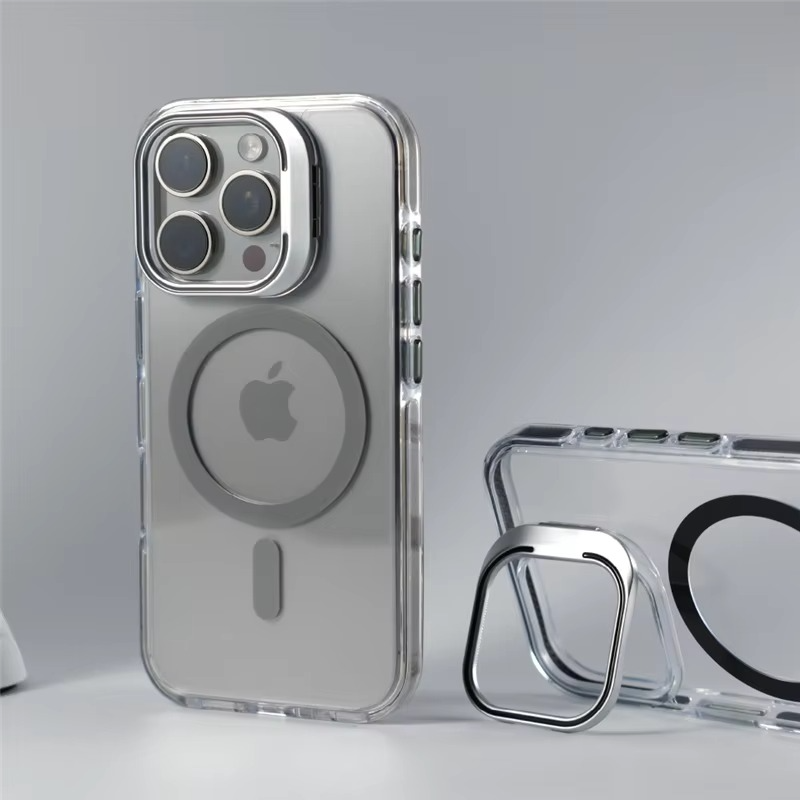 Luxury Magnetic Clear iPhone Case — Shockproof Air Cushion Bumper, MagSafe Compatible, Wireless Charging, PC + TPU, Anti-Scratch, Non-Slip