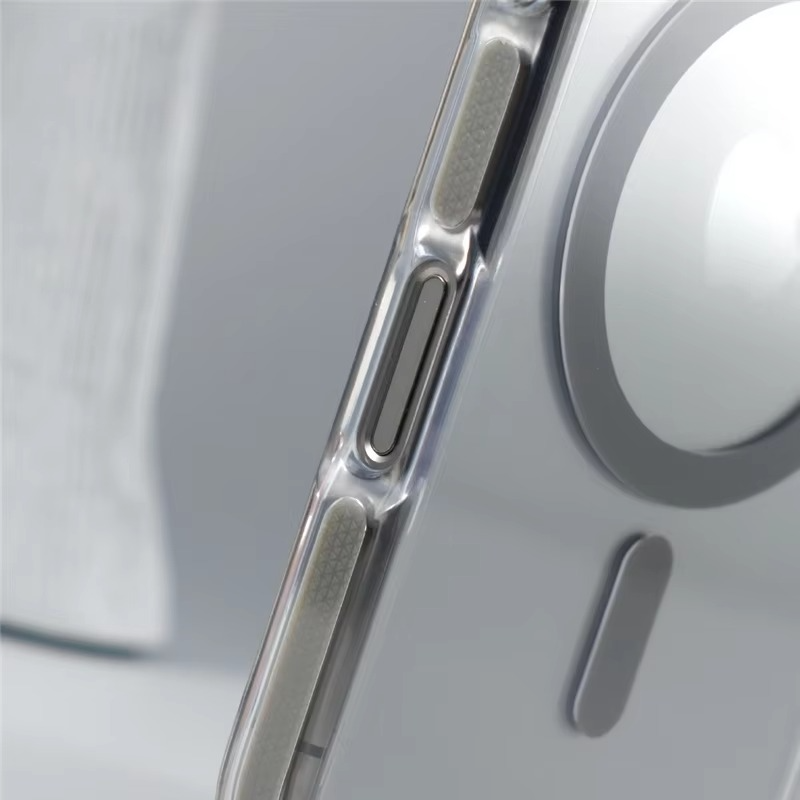 Luxury Magnetic Clear iPhone Case — Shockproof Air Cushion Bumper, MagSafe Compatible, Wireless Charging, PC + TPU, Anti-Scratch, Non-Slip