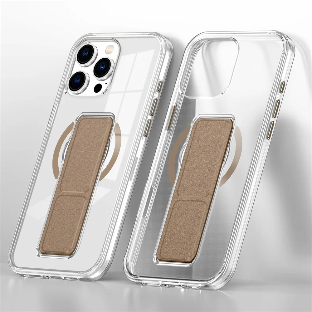 Luxury Magnetic Folding Stand iPhone Case — Shockproof Full Coverage, Anti-Fingerprint, Anti-Scratch, Dustproof, Matte Back Cover with Wristband Holder