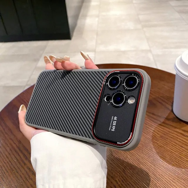 Luxury Magnetic MagSafe iPhone Case Shockproof with Large Window Camera Protection, Carbon Fiber Texture, Anti-Fingerprint Non-Slip Cover