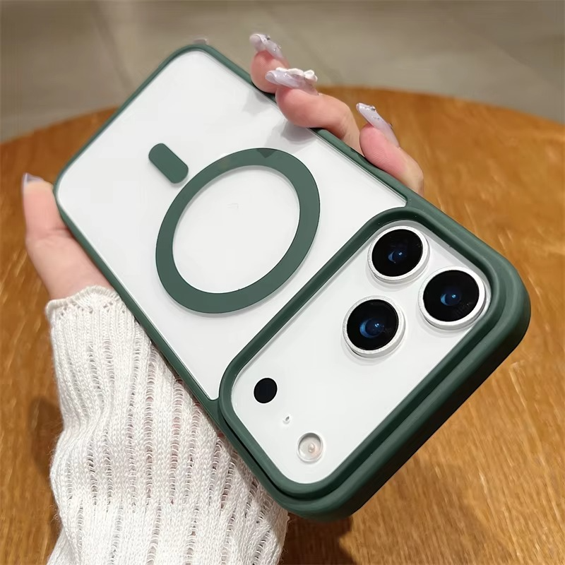 Luxury Magnetic Magsafe Wireless Charging iPhone Case — Transparent Hard Back, Shockproof, Anti-Fingerprint, Slim Protective Cover