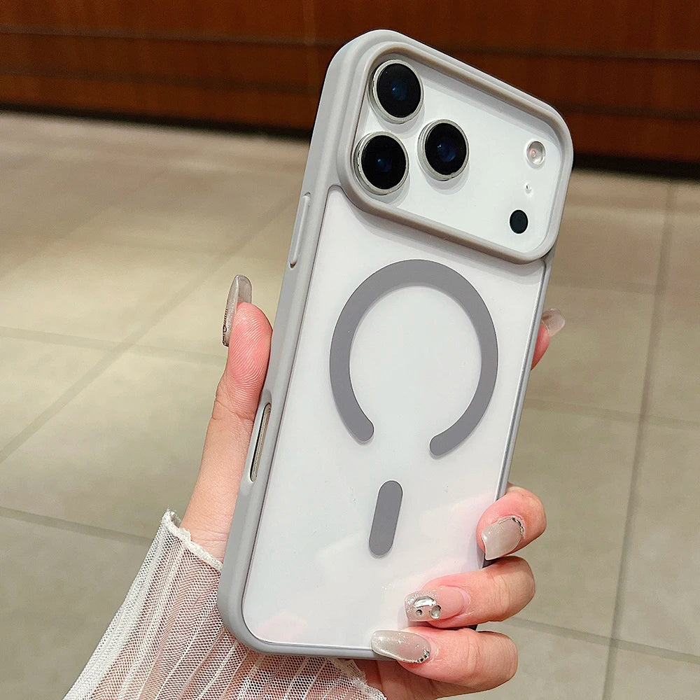 Luxury Magnetic Magsafe Wireless Charging iPhone Case — Transparent Hard Back, Shockproof, Anti-Fingerprint, Slim Protective Cover