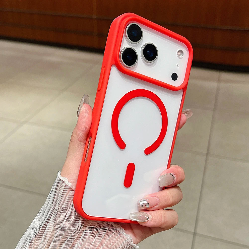 Luxury Magnetic Magsafe Wireless Charging iPhone Case — Transparent Hard Back, Shockproof, Anti-Fingerprint, Slim Protective Cover